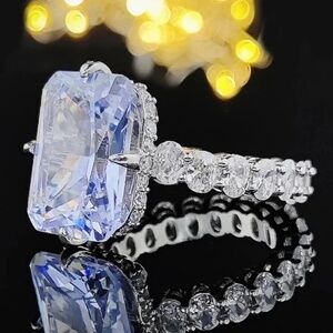 NEW ENGAGEMENT 925 STERLING SILVER HALO RING, SHINY RING SZ 6 NWT